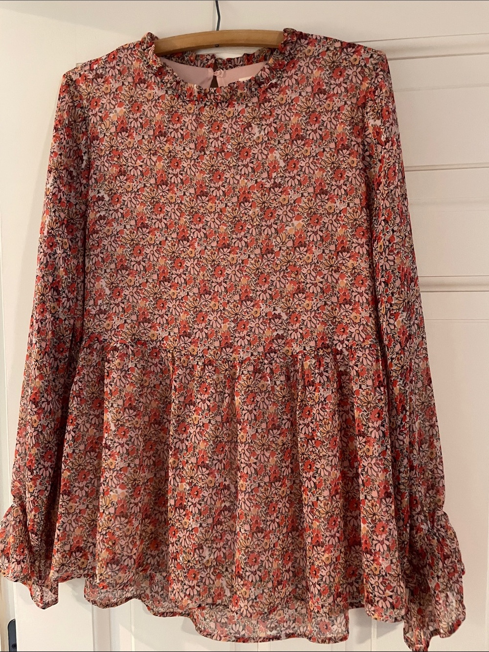 Roolee Floral Peplum Long-Sleeve Blouse - Pink Multi